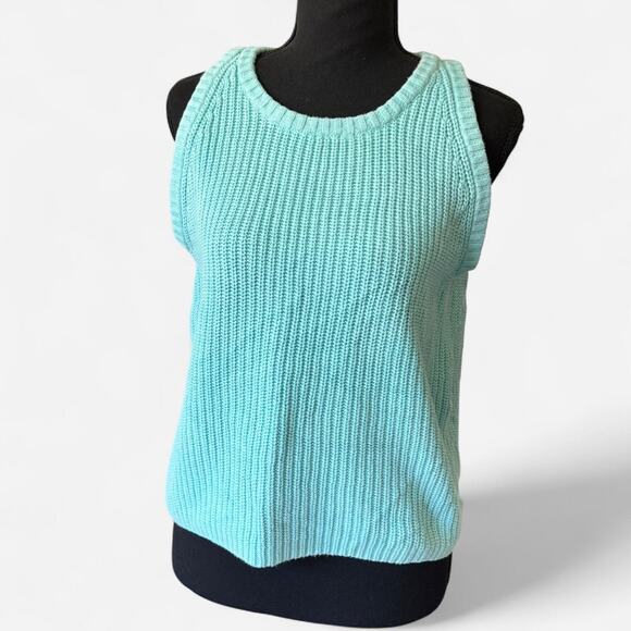525 america blue Knit sleeveless top womens sz s cotton beachy coastal resort - Picture 6 of 8
